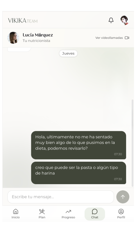 Chat con tu nutricionista